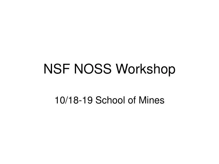 nsf noss workshop