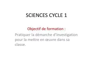 sciences cycle 1