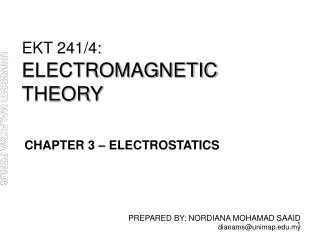 EKT 241/4: ELECTROMAGNETIC THEORY