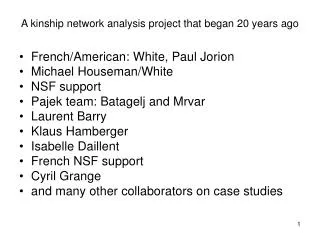 A kinship network analysis project that began 20 years ago