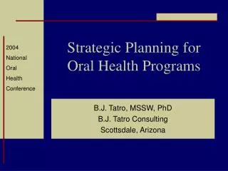 Strategic Planning for Oral Health Programs