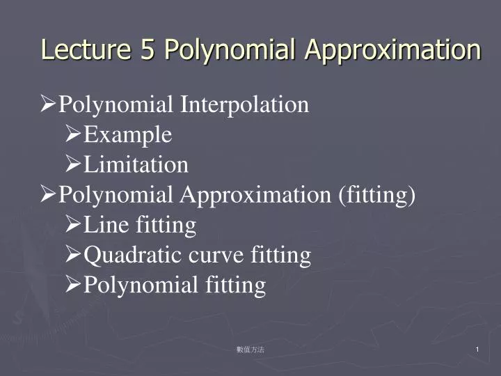 lecture 5 polynomial approximation
