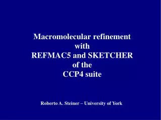 Macromolecular refinement with REFMAC5 and SKETCHER of the CCP4 suite