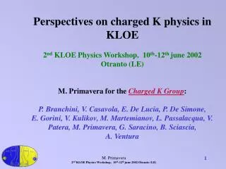 P erspectives o n charged K physics in KLOE