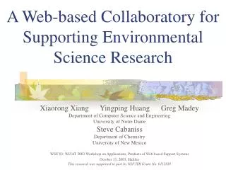 A Web-based Collaboratory for Supporting Environmental Science Research
