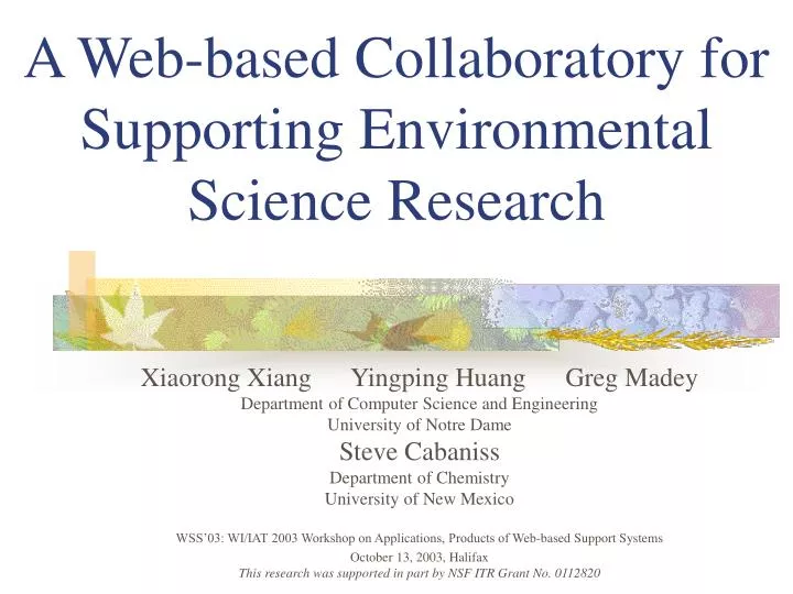 a web based collaboratory for supporting environmental science research