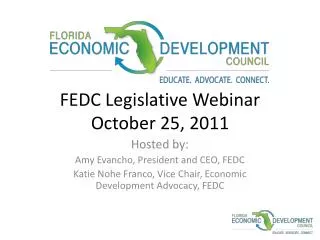 FEDC Legislative Webinar October 25, 2011