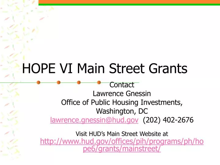 hope vi main street grants