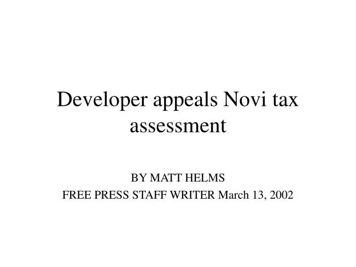 developer appeals novi tax assessment