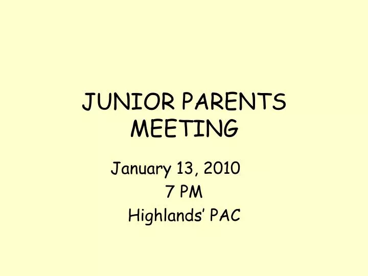 junior parents meeting