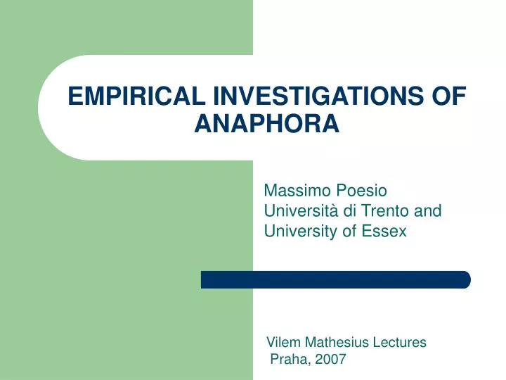 empirical investigations of anaphora