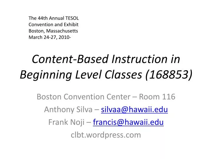 content based instruction in beginning level classes 168853