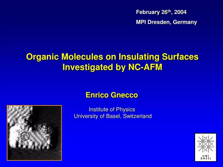 organic molecules on insulating surfaces investigated by nc afm