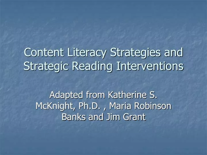 content literacy strategies and strategic reading interventions