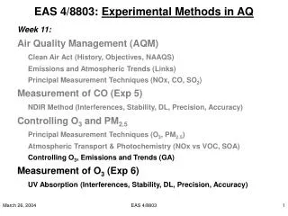 EAS 4/8803: Experimental Methods in AQ