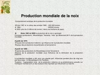 production mondiale de la noix