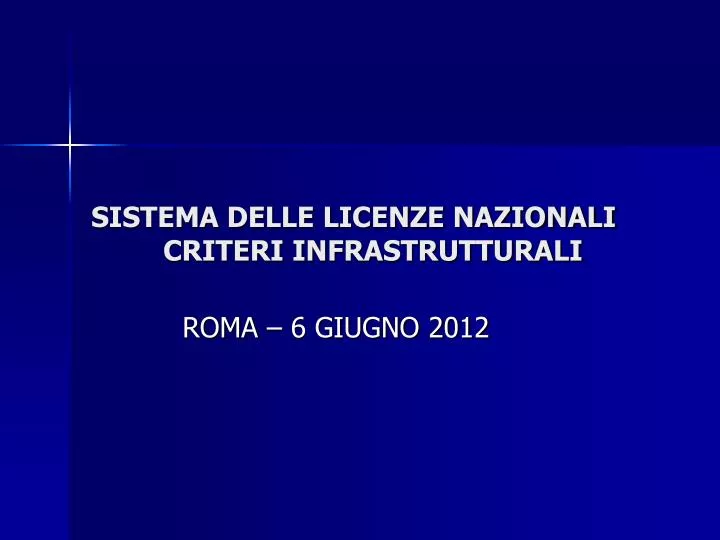 sistema delle licenze nazionali criteri infrastrutturali