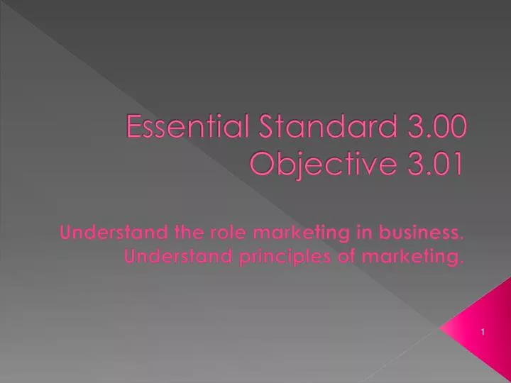 essential standard 3 00 objective 3 01