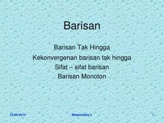 barisan tak hingga kekonvergenan barisan tak hingga sifat sifat barisan barisan monoton