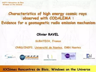 Characteristics of high energy cosmic rays observed with CODALEMA :