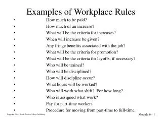 Examples of Workplace Rules
