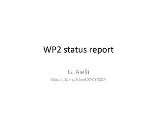 WP2 status report