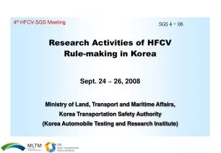 Research Activities of HFCV Rule-making in Korea