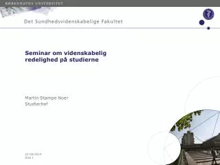 seminar om videnskabelig redelighed p studierne