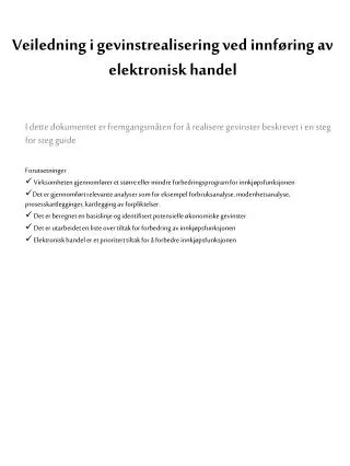 veiledning i gevinstrealisering ved innf ring av elektronisk handel