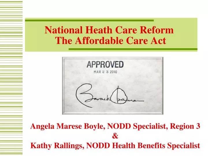 national heath care reform the affordable care act