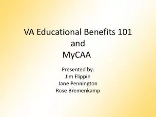 VA Educational Benefits 101 and MyCAA
