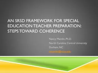 An SRSD framework for special education teacher preparation: Steps toward coherence