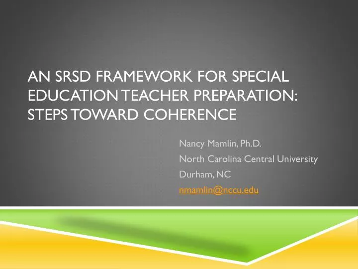 an srsd framework for special education teacher preparation steps toward coherence