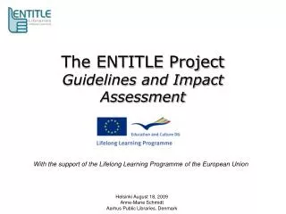 The ENTITLE Project Guidelines and Impact Assessment