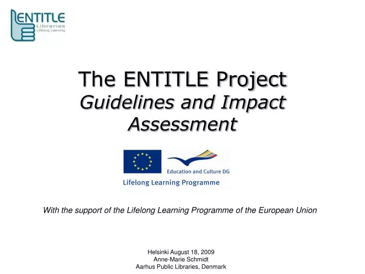 the entitle project guidelines and impact assessment