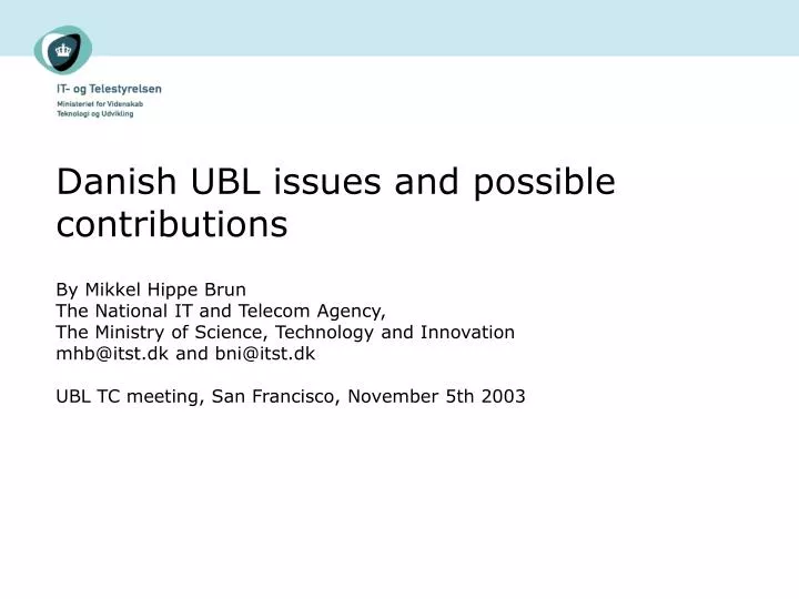 danish ubl issues and possible contributions