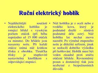 ru n elektrick hobl k