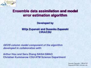 Ensemble data assimilation and model error estimation algorithm Developed by
