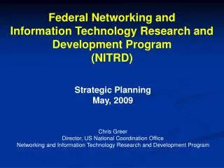Federal Networking and Information Technology Research and Development Program (NITRD)