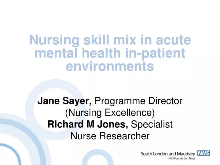nursing skill mix in acute mental health in patient environments
