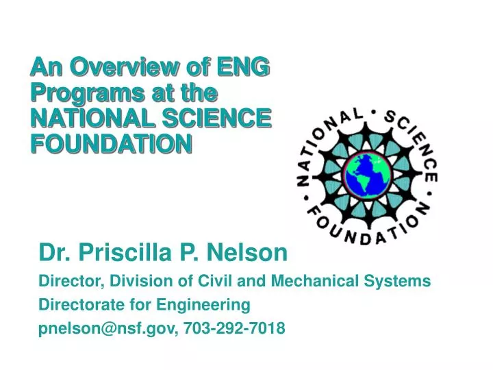 an overview of eng programs at the national science foundation