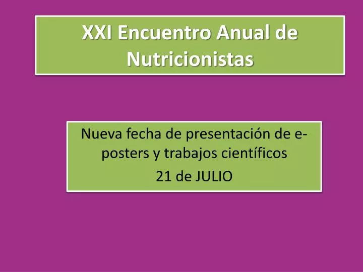 xxi encuentro anual de nutricionistas