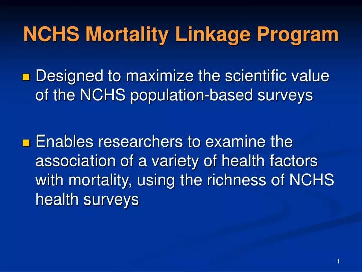 nchs mortality linkage program