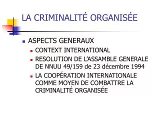 la criminalit organis e