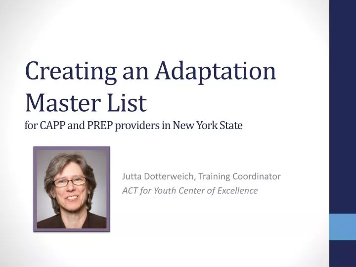 creating an adaptation master list for capp and prep providers in new york state