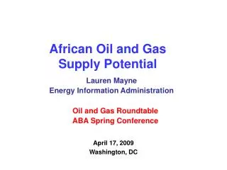 African Oil and Gas Supply Potential