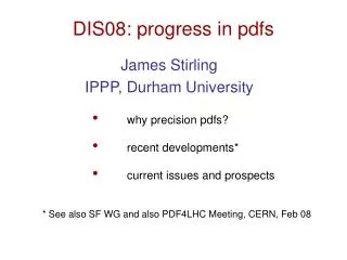 DIS08: progress in pdfs