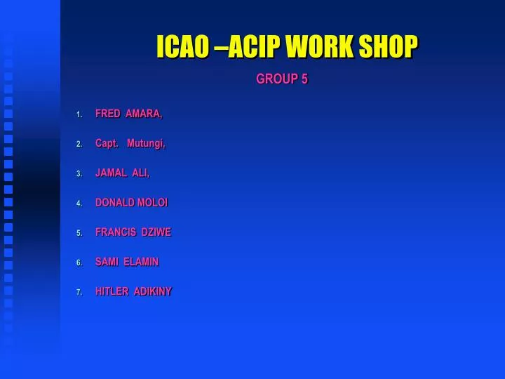 icao acip work shop