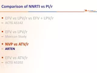 Comparison of NNRTI vs PI/r