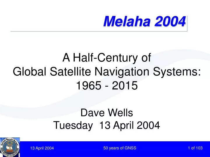 a half century of global satellite navigation systems 1965 2015 dave wells tuesday 13 april 2004